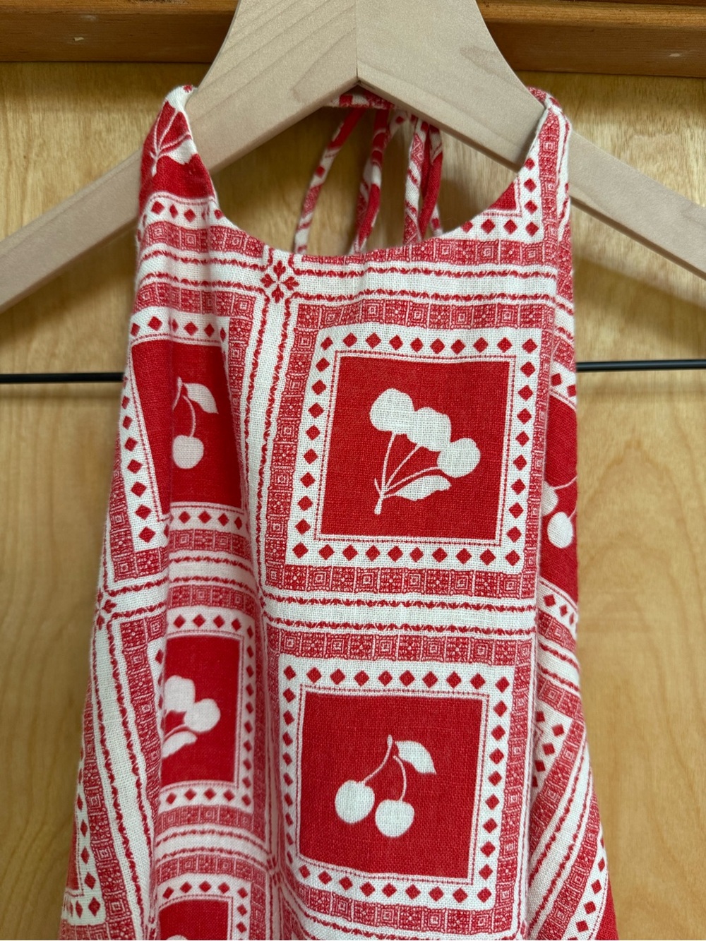 Small Abercrombie & Fitch Red + White Cherry Print Halter Mini Dress - Picture 9 of 15